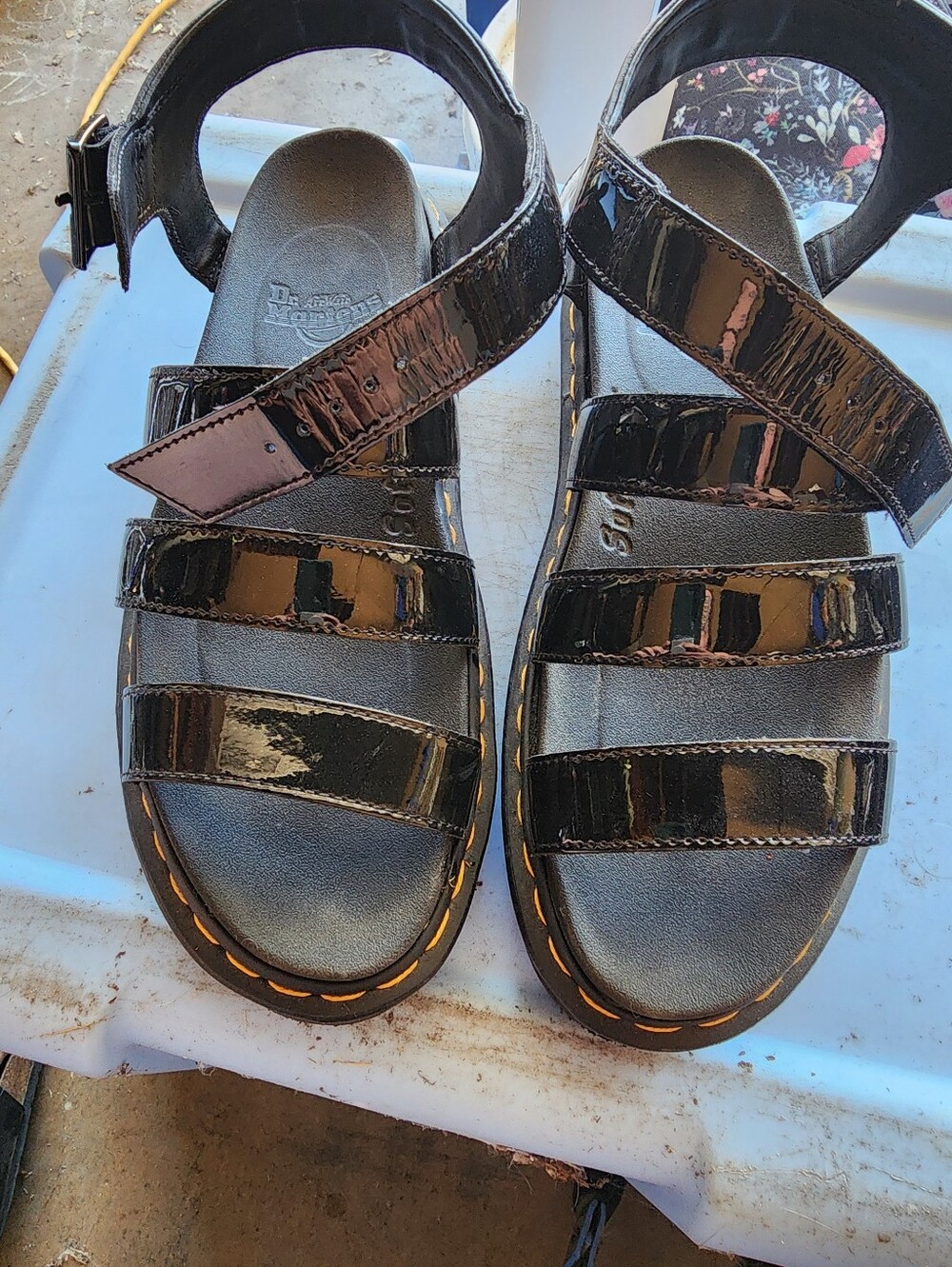 Doc Martens Black Patent Strap Sandals BLAIRE
